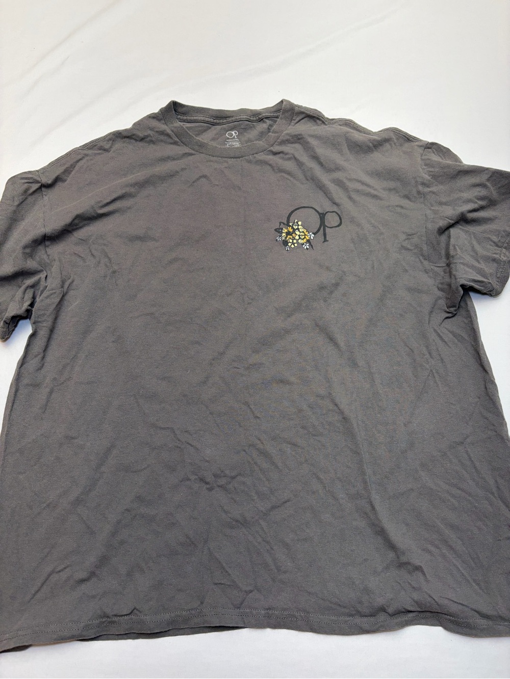 Ocean Pacific OP Surfer Graphic Tee Mens 2XL Charcoal Gray Surf Flower Shirt